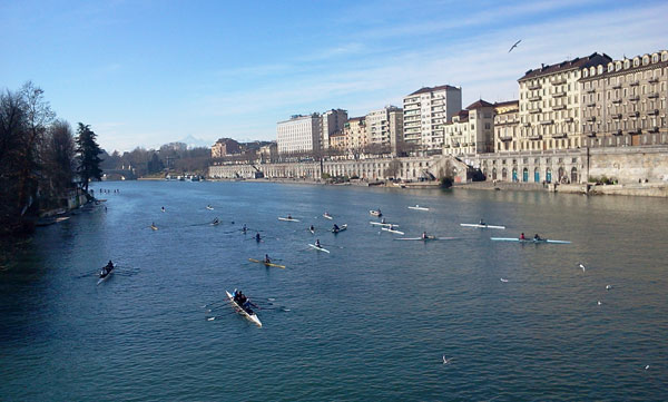 Rowing on the Po river in Torino